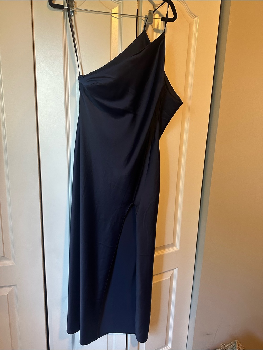 ASOS Women's Navy One-Shoulder Slip Dress